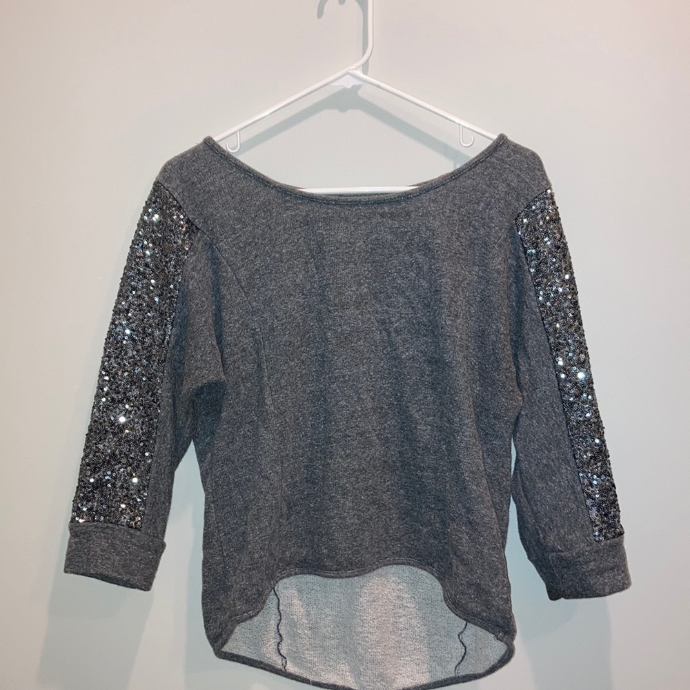 Gray Sweatshirt with Sequin Details